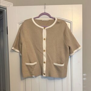 Abercrombie & Fitch Beige Knit Top with White Accents